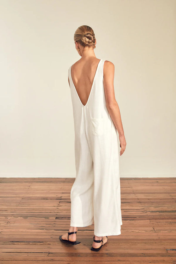 White Linen Jumpsuit Ivory