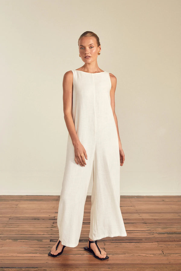White Linen Jumpsuit